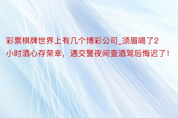 彩票棋牌世界上有几个博彩公司_须眉喝了2小时酒心存荣幸，遇交警夜间查酒驾后悔迟了！