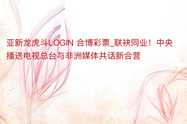 亚新龙虎斗LOGIN 合博彩票_联袂同业！中央播送电视总台与非洲媒体共话新合营